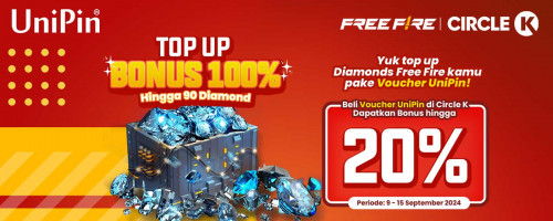 Beli Voucher UniPin di Circle K – Top Up Diamonds FF pake UniPin dan Dapatkan Bonus hingga 20%